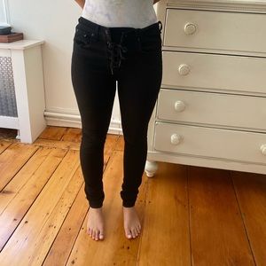 Rag & Bone Black Lace-up Skinny Jeans